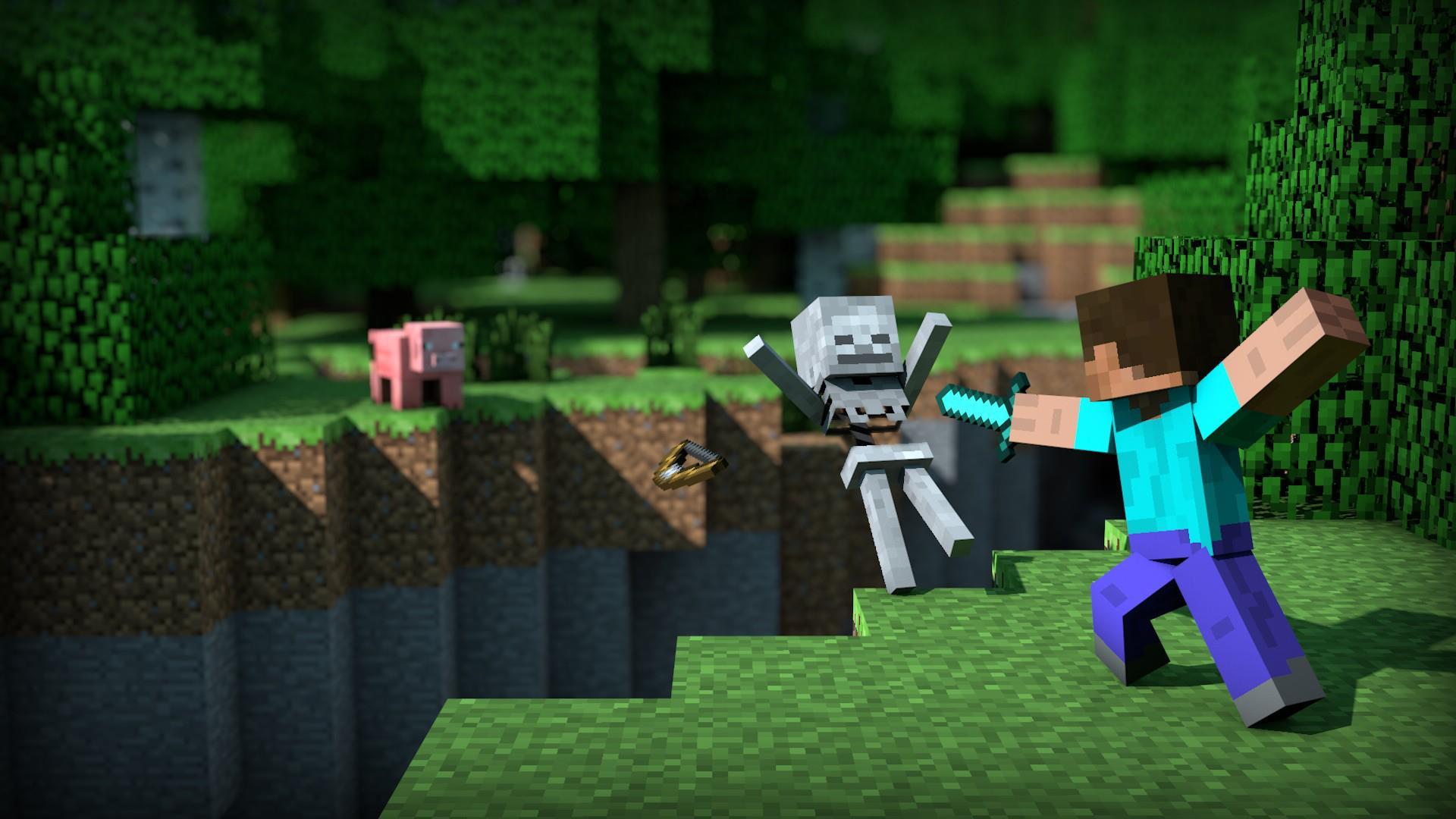 Epic Minecraft landscape with mountains, waterfalls, and a medieval castle under a starry sky